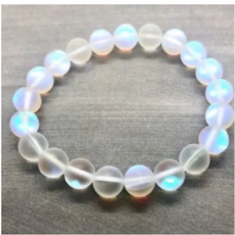 UNBRANDED Frosted Iridescent GLASS AB BEADED Luminous Stretch Bracelet - Picture 2 of 9